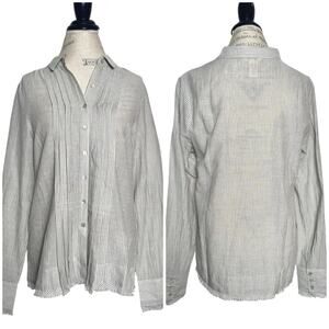 Sundance | Women | Lightweight Breathable Stripe Pintuck Button Up Shirt | Large